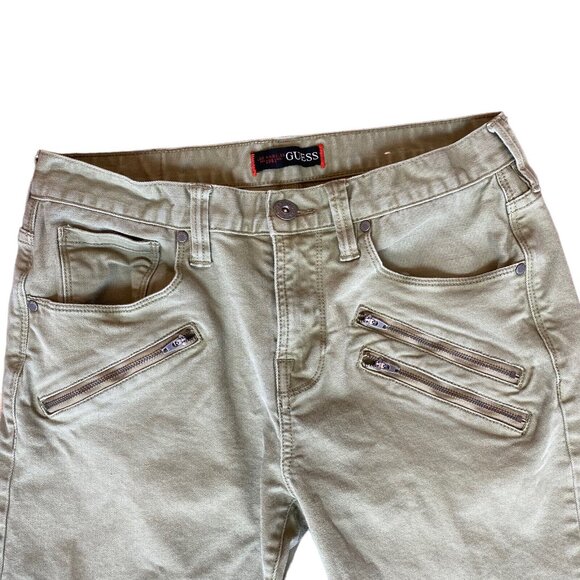 Guess Jeans Slim Fit Zipper Detail Reinforced Knee Mens 32x32 Stretch Green - Picture 4 of 7